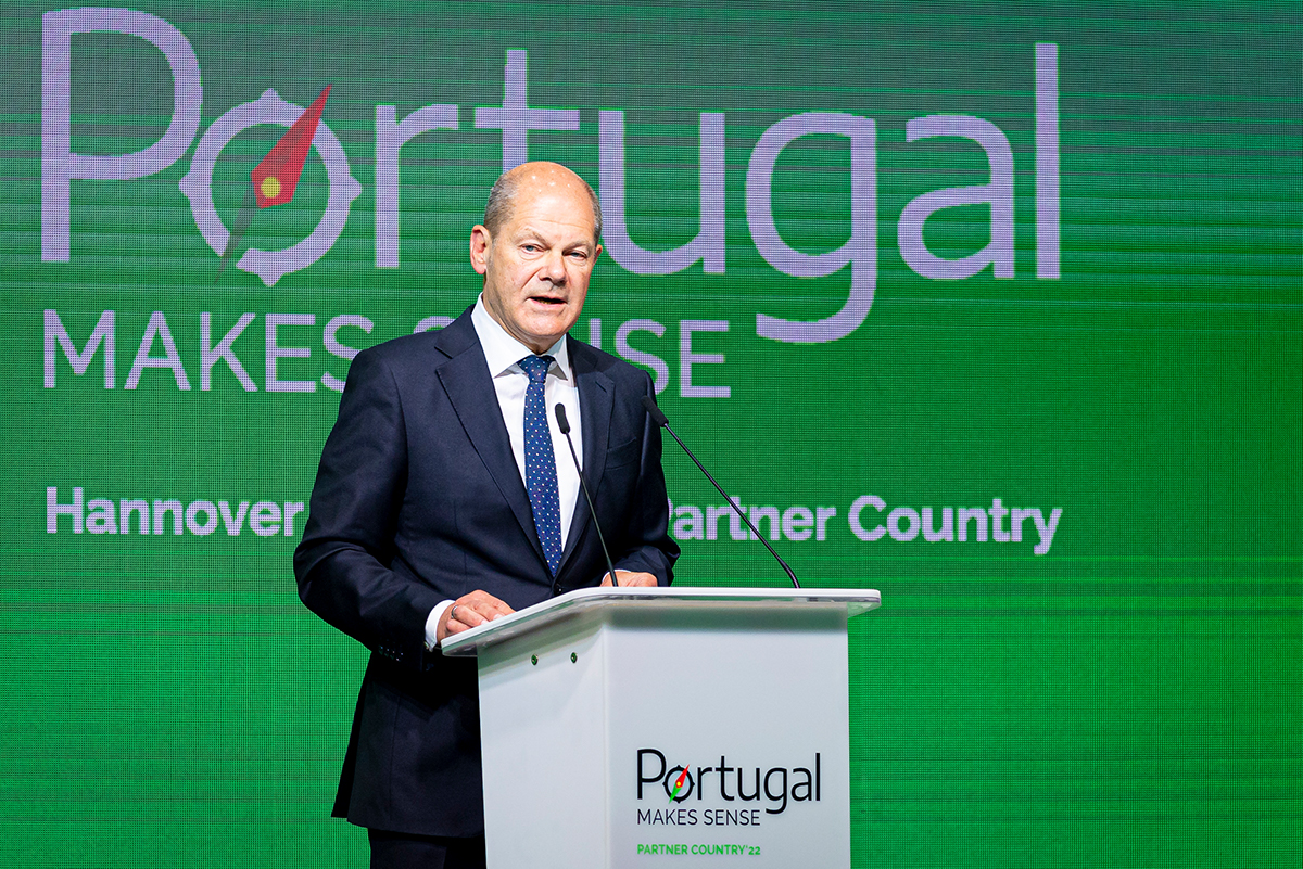 Foto: Olaf Scholz spricht zur Eröffnung der Hannover Messe 2022