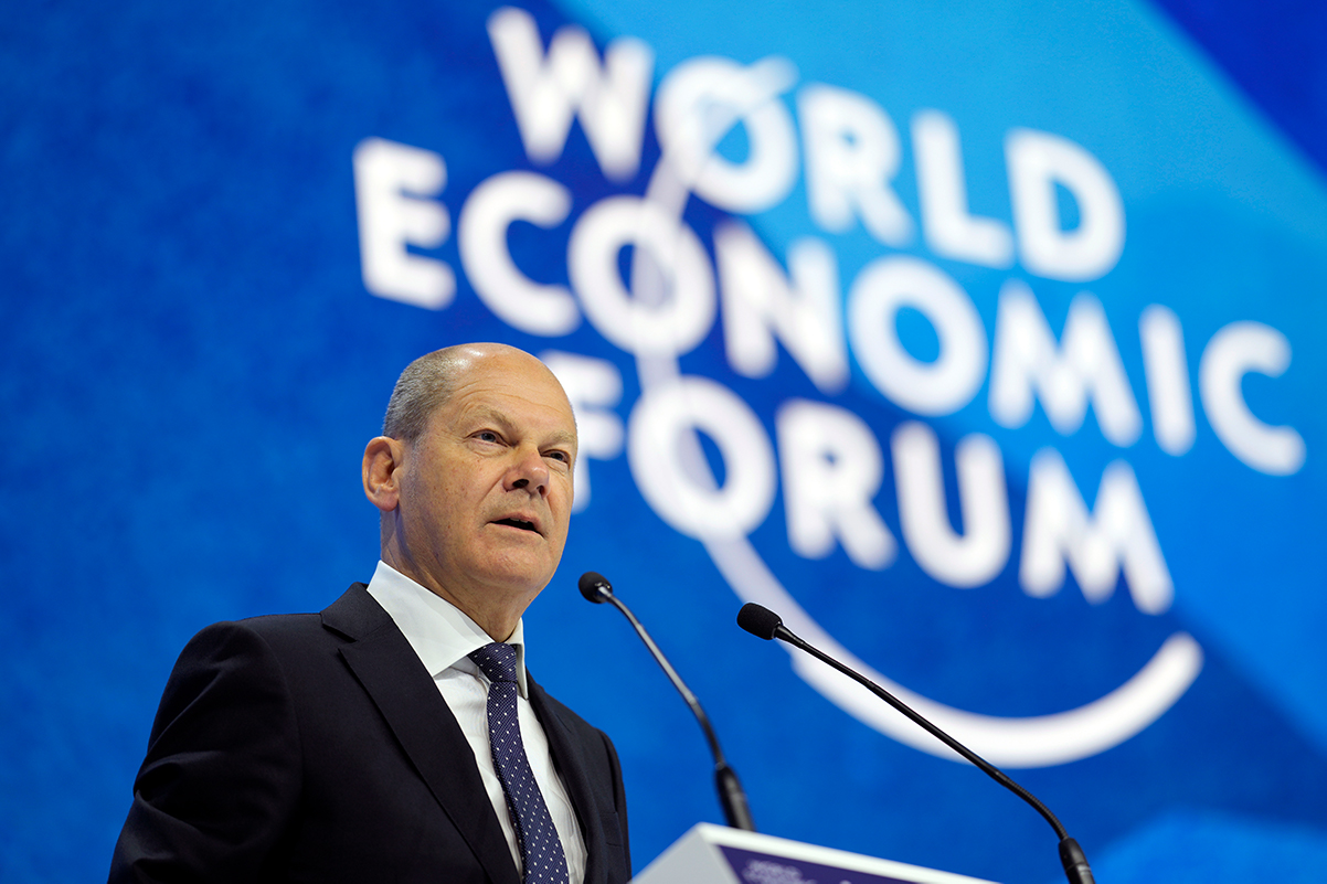 Foto: Olaf Scholz redet anlässlich des Jahrestreffens des World Economic Forum